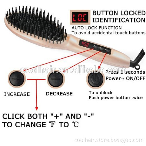 The digital hair straightening brush hair straightener brush and comb